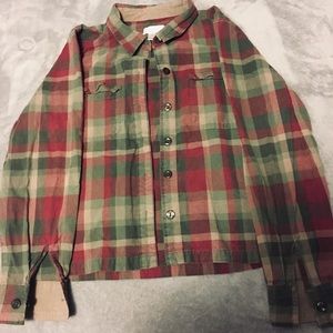 Green and red flannel.